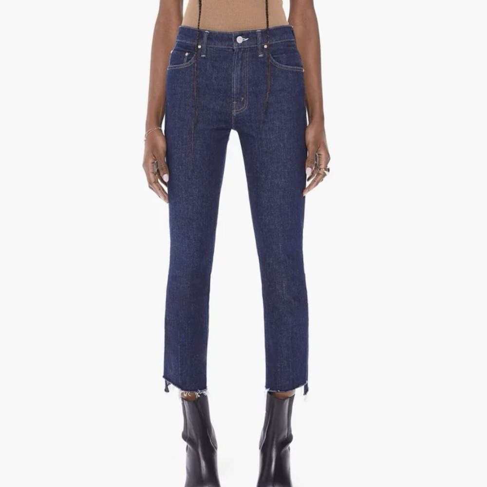 Mother Superior Jeans Womens 25 Insider Crop Step Fray Clean Up Your Act Dark